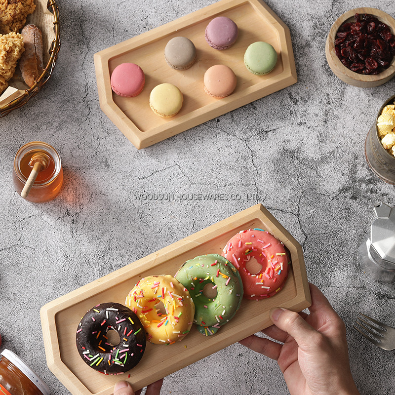 Woodsun Birch Wood Non-slip Tray Fruit Snacks Wooden Plate Boards for Serving Food