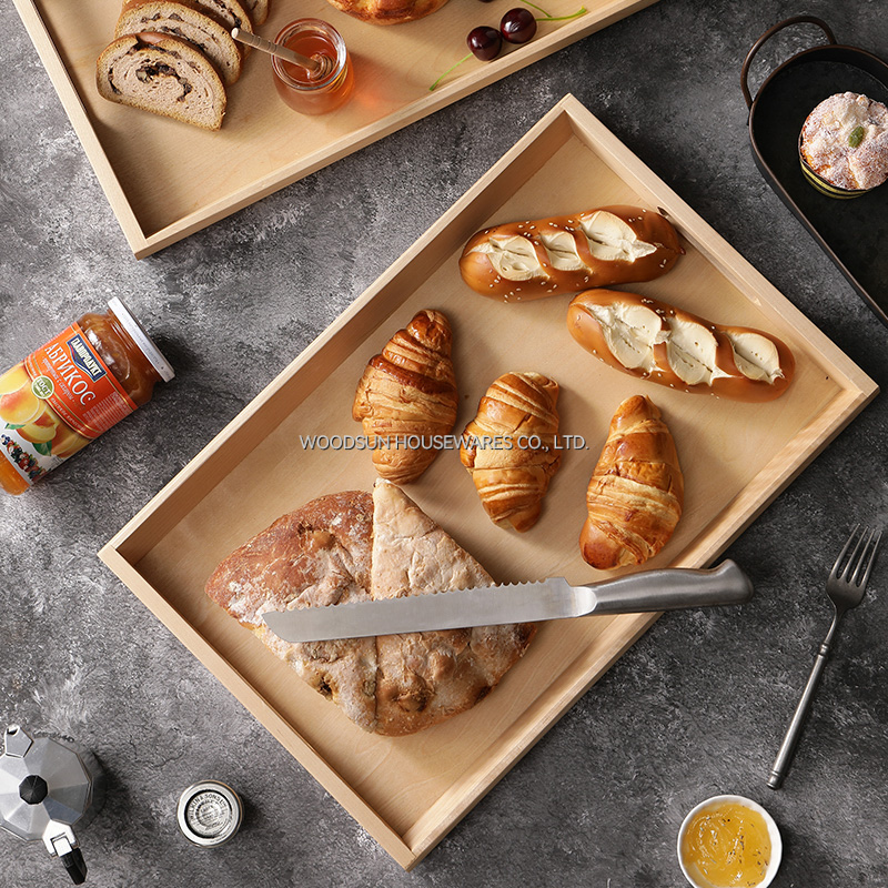 Woodsun Birch Wood Non-slip Serving Wooden Tray Serving Plate