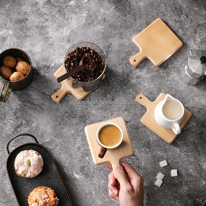 Woodsun Custom Modern Set of 4 Wood Coaster Holder Set