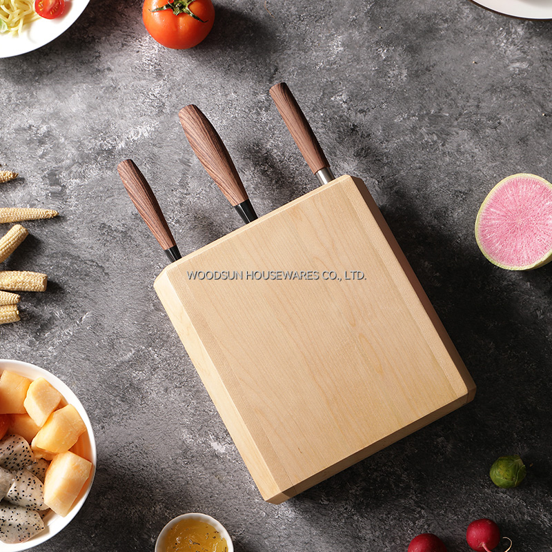 Woodsun Hot Selling Kitchen Birch Knife Block Holder Wood