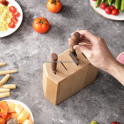 Woodsun Hot Selling Kitchen Birch Knife Block Holder Wood