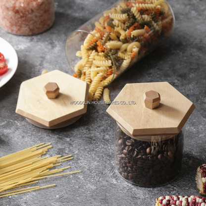 Woodsun Edges and Corners Design Kitchen Food Glass Canisters for Storage