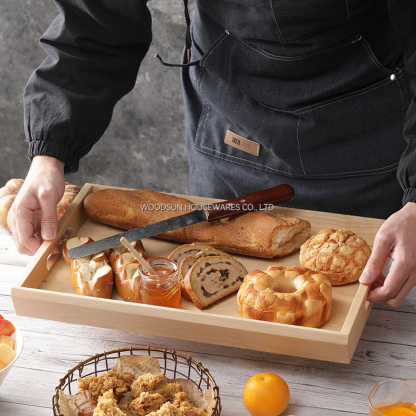 Woodsun Birch Wood Non-slip Serving Wooden Tray Serving Plate