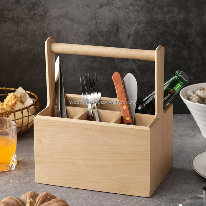 Woodsun Cutlery Food Storage Picnic Basket Kitchen Wood Basket 2025