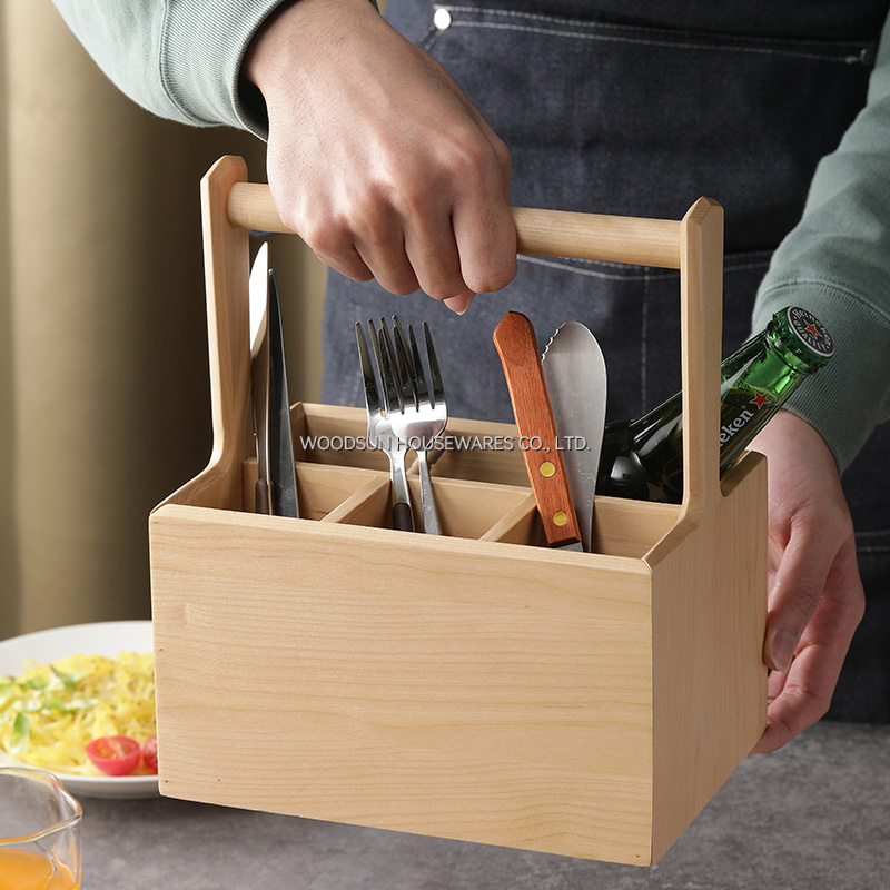 Woodsun Cutlery Food Storage Picnic Basket Kitchen Wood Basket 2025