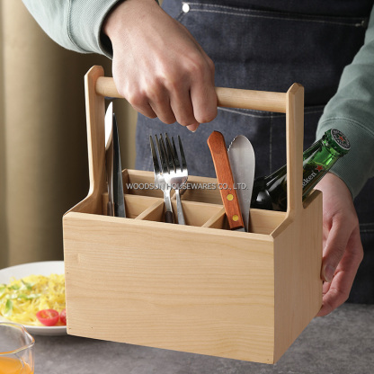 Woodsun Cutlery Food Storage Picnic Basket Kitchen Wood Basket 2025