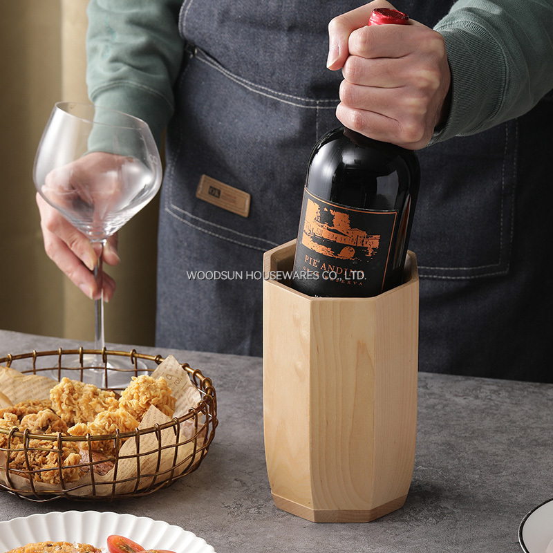 Woodsun Custom Manufacturer Birch Wood Round Kitchen Cutlery Holder Spoon Holder