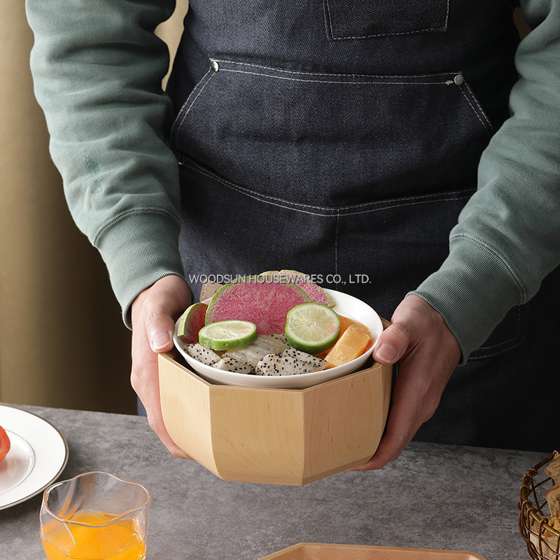 Woodsun Birch Wood Custom Mixing Wooden Salad Bowl Big for Christmas Gift