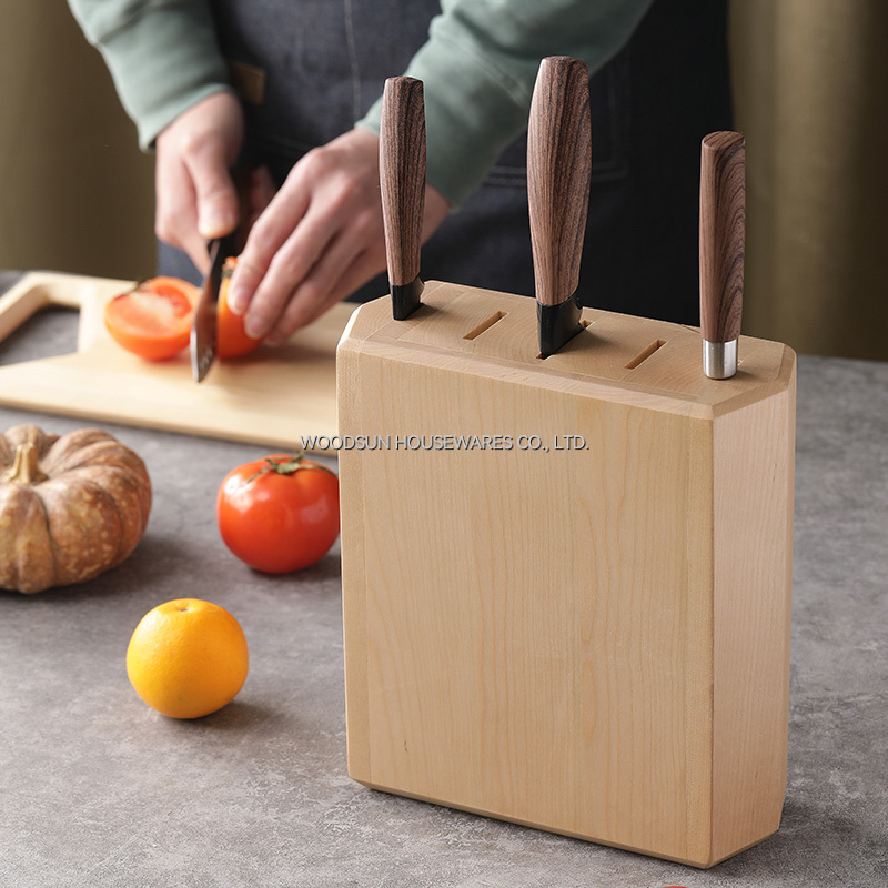 Woodsun Hot Selling Kitchen Birch Knife Block Holder Wood