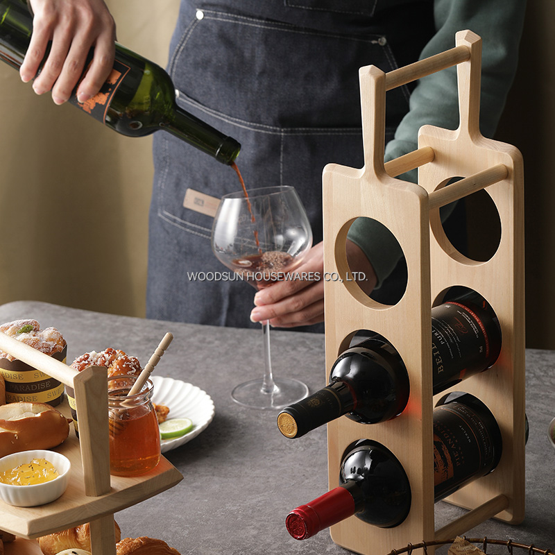 Woodsun Birch Wood Custom Printing Wine Holder Rack Wooden For Wine