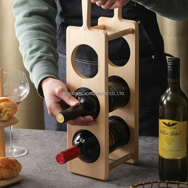 Woodsun Birch Wood Custom Printing Wine Holder Rack Wooden For Wine