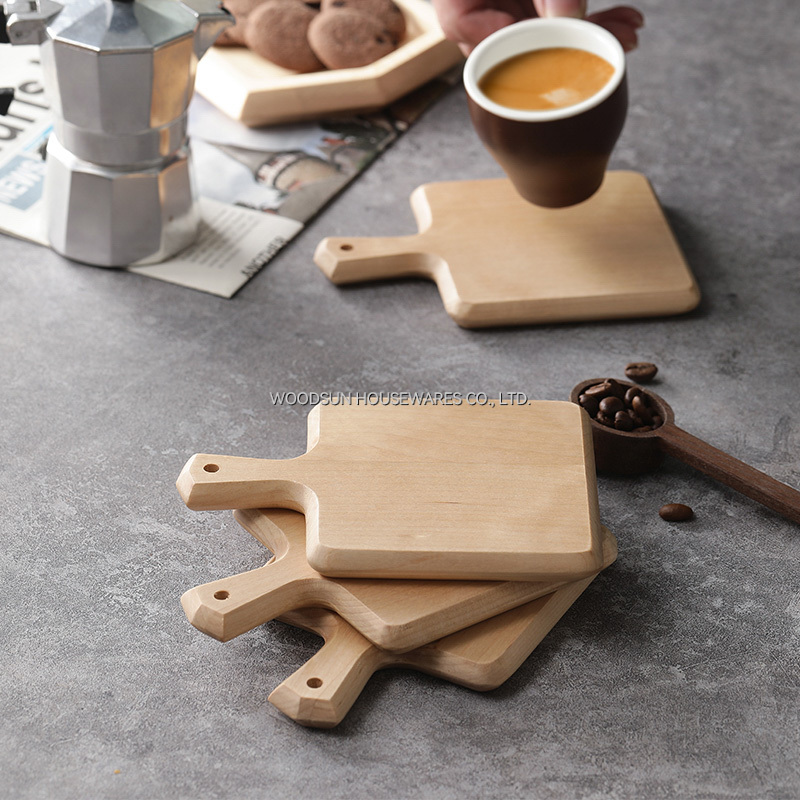 Woodsun Custom Modern Set of 4 Wood Coaster Holder Set