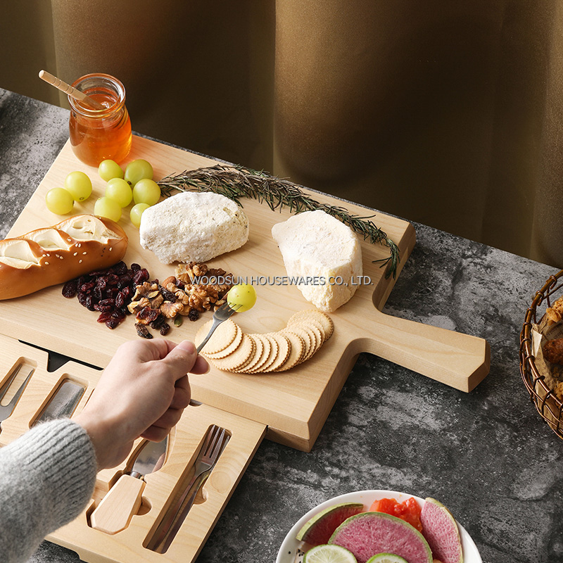 Woodsun Custom Manufacturer Wood Charcuterie Board Set Cheese Cutting Board Set