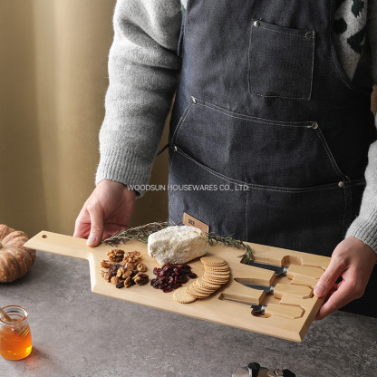 Woodsun Birch Wood S/S420J2 Tabla De Quesos Wood Cheese Board Knife Set