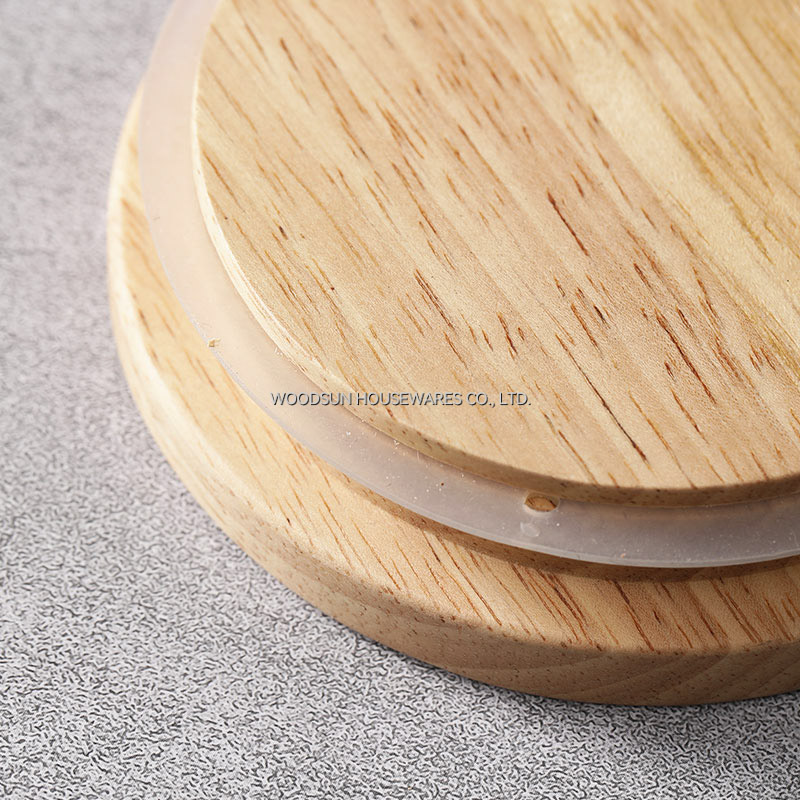 Woodsun Rubber Wood Glass Silicone Cover Storage Glass Canister