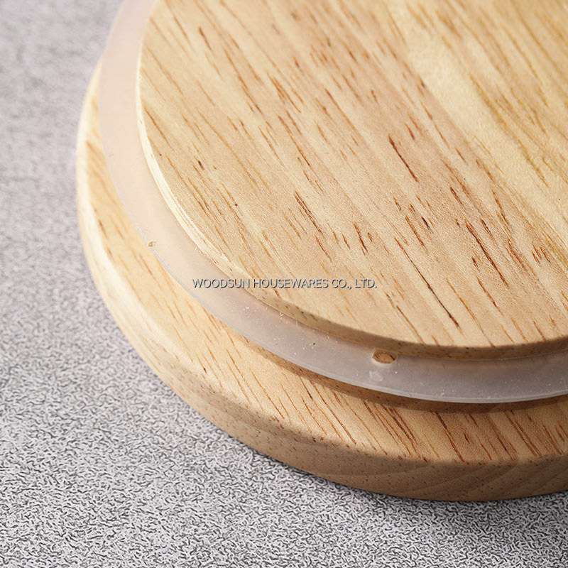 Woodsun Rubber Wood Glass Silicone Cover Storage Glass Canister