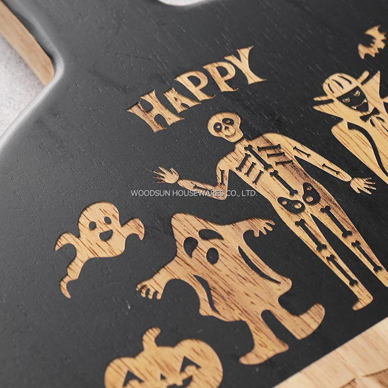 Woodsun Halloween Rubber Wood Kitchen Slicing Food Cutting Boards Wooden