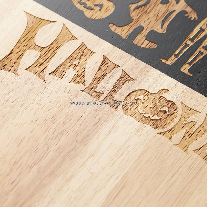 Woodsun Halloween Rubber Wood Kitchen Slicing Food Cutting Boards Wooden