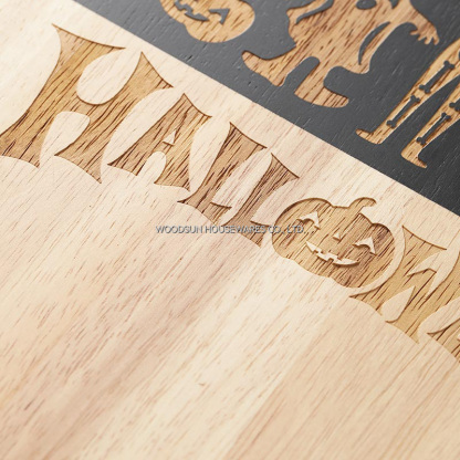 Woodsun Halloween Rubber Wood Kitchen Slicing Food Cutting Boards Wooden