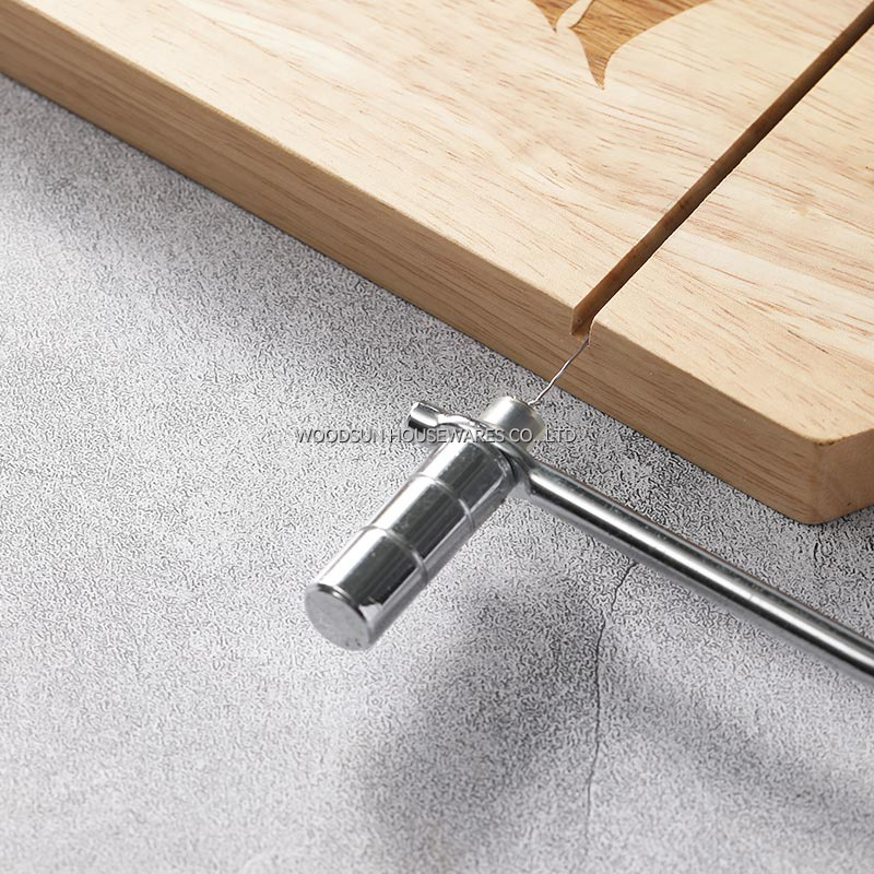 Woodsun Rubber Wood Rustic Cutting Cheese Board With Built-in Slicer