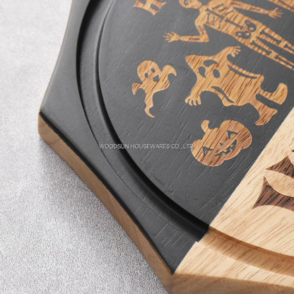 Woodsun Custom-made Wholesale Rubber Wooden Cheese Board and Knife Set with Glass Dome Cover