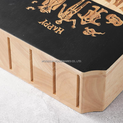 Woodsun 2026 Customize Rubber Wood Knife Block Wood Holder