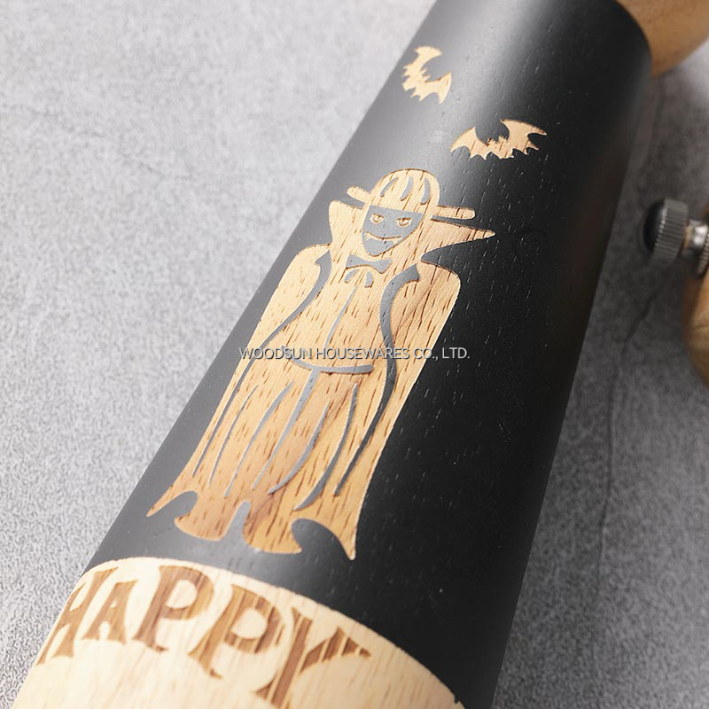 Woodsun Rubber Wooden Halloween Salt and Pepper Manual Grinders Mill Wood