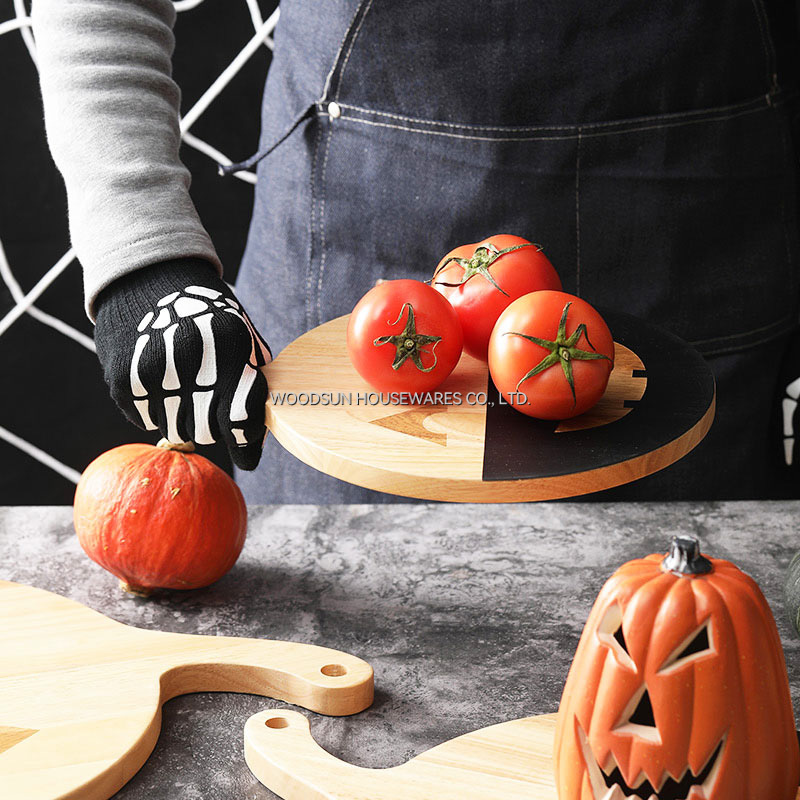 Woodsun Rubber Wood Pumpkin Kitchen Slicing Chopping Cutting Board Block
