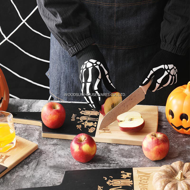 Woodsun Halloween Rubber Wood Kitchen Slicing Board Cutting Board With Handle