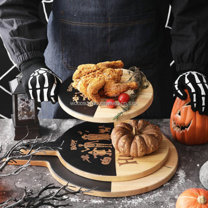 Woodsun Halloween Rubber Wood Kitchen Slicing Food Cutting Boards Wooden