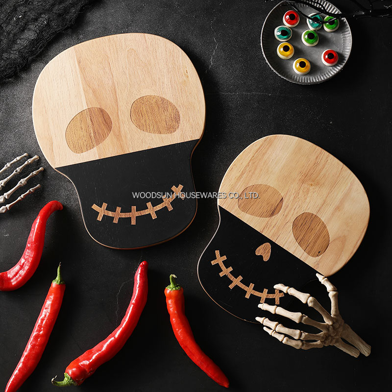 Woodsun Wooden Halloween Skull Cutting Board Serving Factory