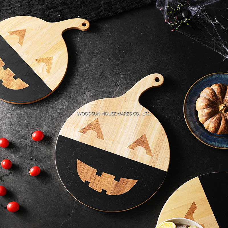 Woodsun Rubber Wood Pumpkin Kitchen Slicing Chopping Cutting Board Block