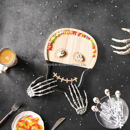 Woodsun Custom Halloween Skull Wood Plate Wooden Sets