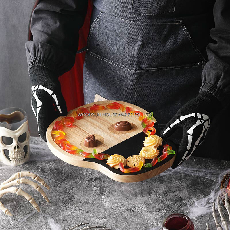 Woodsun Custom Halloween Skull Wood Plate Wooden Sets