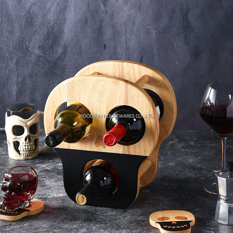 Woodsun Halloween Series Rubber Wood Wine Display Rack 2025