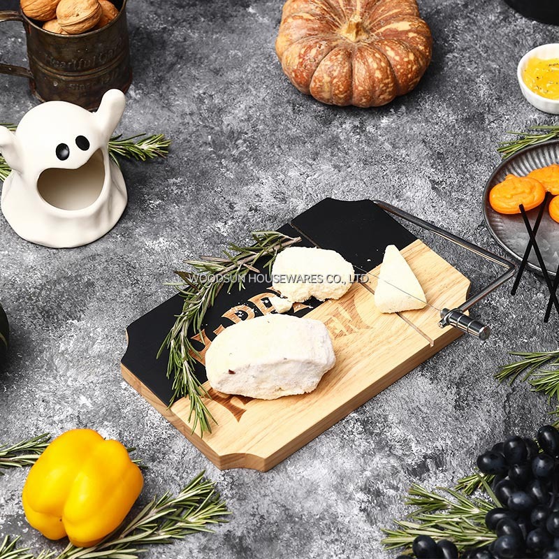 Woodsun Rubber Wood Rustic Cutting Cheese Board With Built-in Slicer