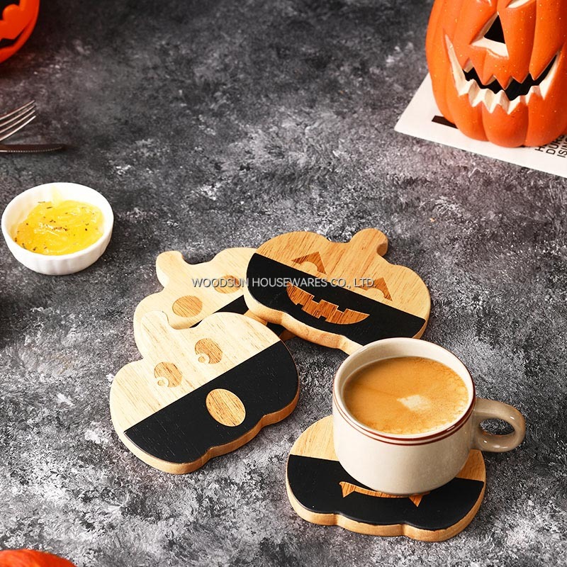 Woodsun Halloween All Saints Day Pumpkin Coffee Tea Coaster