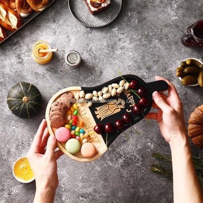 Woodsun Festival Gift Rubber Wood Wooden Plates for Food Halloween