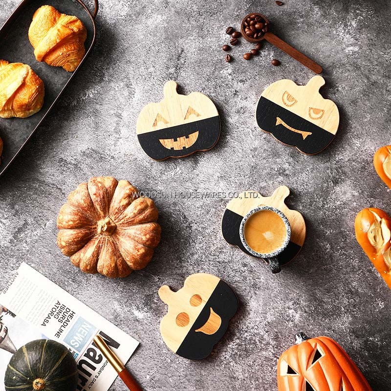 Woodsun Halloween All Saints Day Pumpkin Coffee Tea Coaster