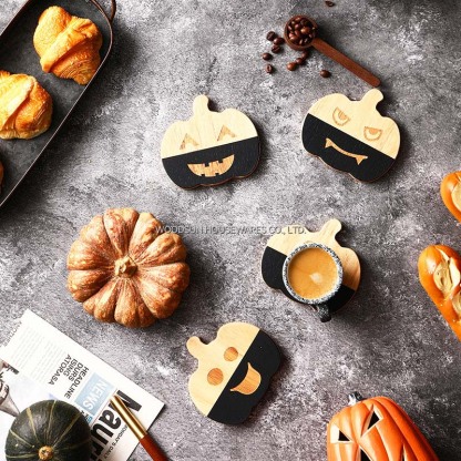 Woodsun Halloween All Saints Day Pumpkin Coffee Tea Coaster