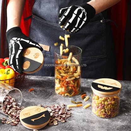 Woodsun Rubber Wood Glass Silicone Cover Storage Glass Canister