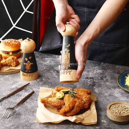 Woodsun Rubber Wooden Halloween Salt and Pepper Manual Grinders Mill Wood