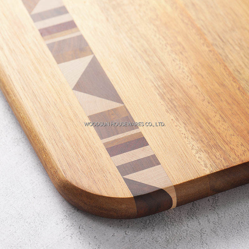 Woodsun Geometric MOSAIC Series Acacia Black Walnut Teak Wood Hard Maple Rose Wood Cutting Board For Kitchen