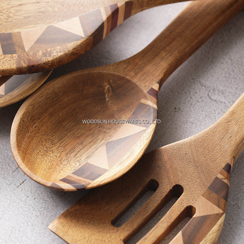 Hot Sale Durable Non Stick Kitchen Acacia Wood Cooking Tools Spoon Spatula Wood Utensils Set of 4