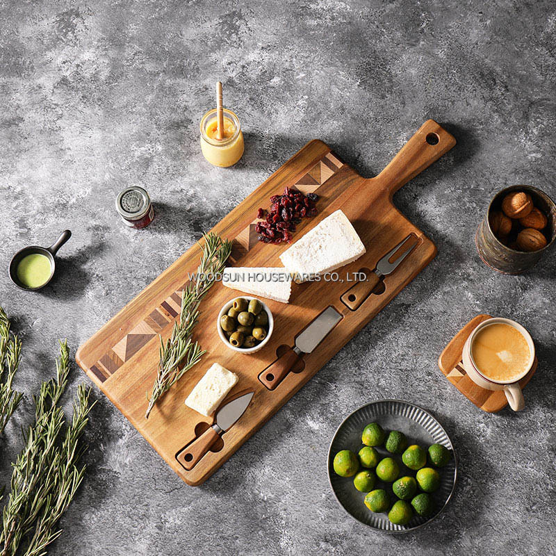 Woodsun Wood Charcuterie Boards Cheese Board Knife Set for Party Home