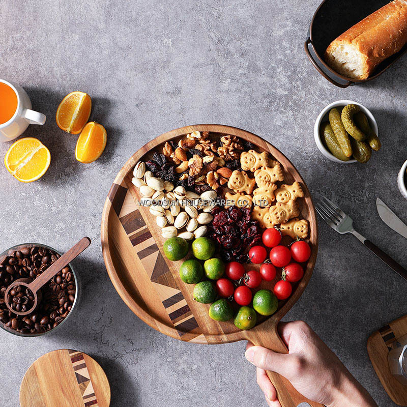 Woodsun Plate Charger Wood Acacia Wood Plates Set for Commercial Hotel Wedding