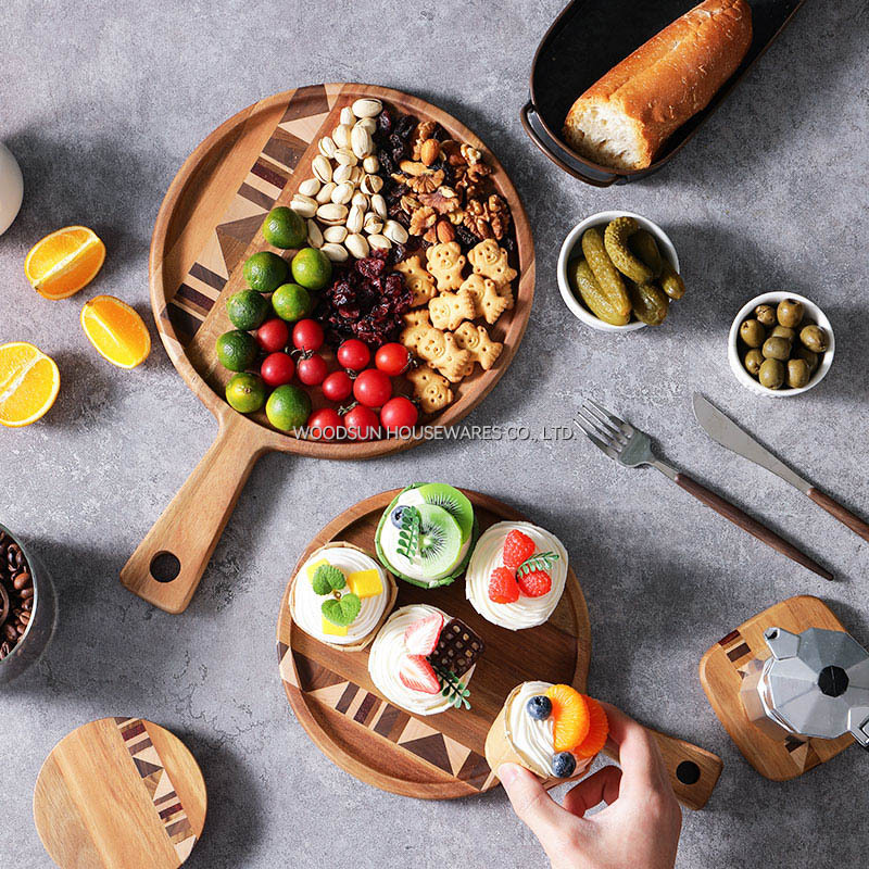 Woodsun Plate Charger Wood Acacia Wood Plates Set for Commercial Hotel Wedding