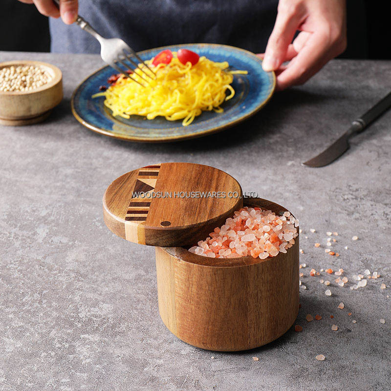 2025 Magnet Spice Wooden Box for Salt Sugar