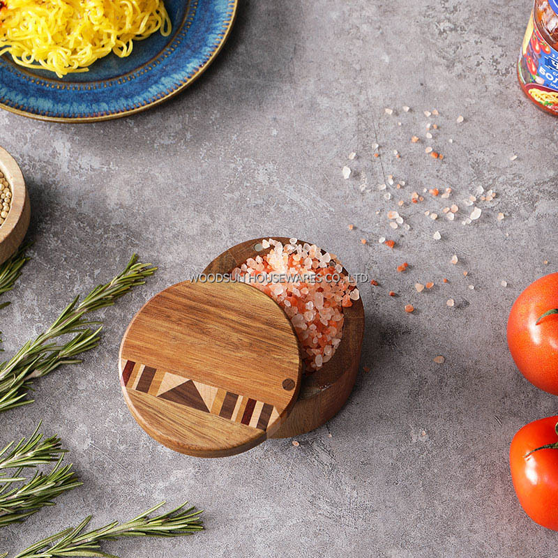 2025 Magnet Spice Wooden Box for Salt Sugar
