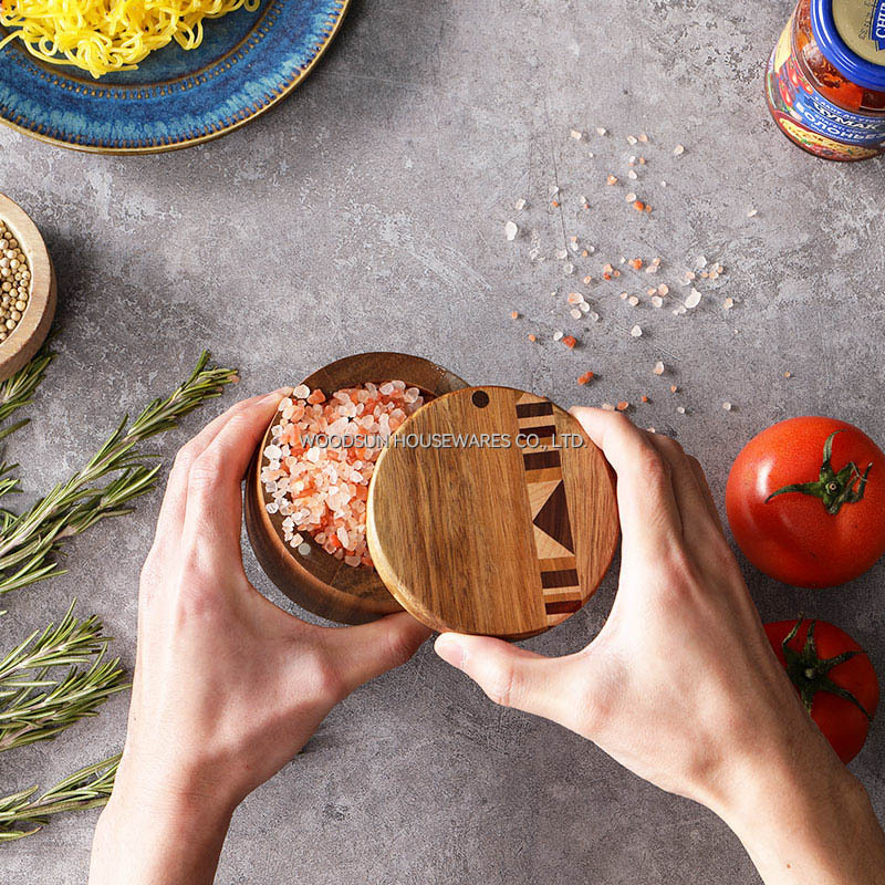 2025 Magnet Spice Wooden Box for Salt Sugar